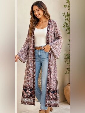 Floral Boho Kimono Duster